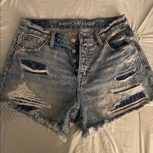 American Eagle High Rise Ripped Shorts